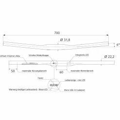 Light Skin Guidon à LED - Argent -Magasin De Vélo lenker lightskin h2b k rzen